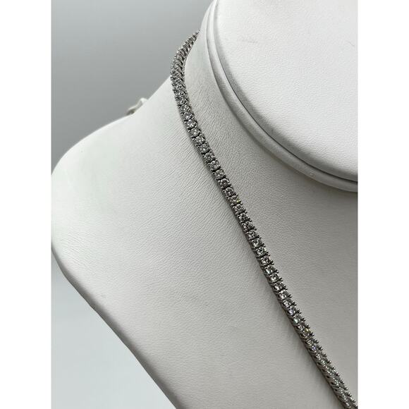 YGI Sterling Silver lolite/Tanzanite Emerald Cut Center Stone CZ Tennis Necklace - Picture 14 of 16